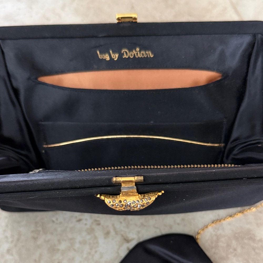 Elegant Vintage Black Clutch with Gold Accent - Picture 4 of 5